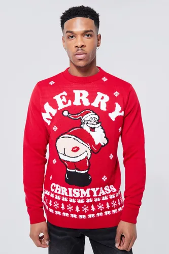 Mens Red Merry Chrismyass Christmas Jumper, Red