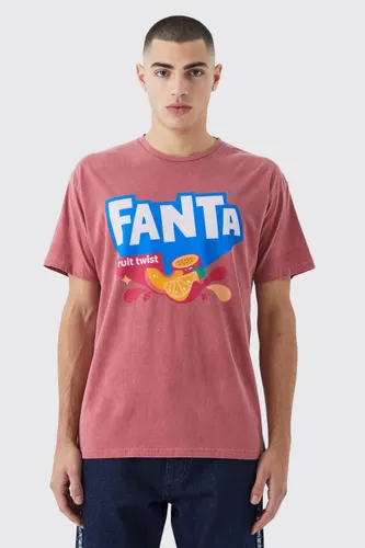 Mens Red Oversized Fanta Fruit Wash License T-shirt, Red