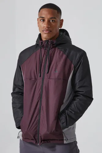 Men's Relaxed Colour Block Padded Riptstop Jacket - Brown - S, Brown