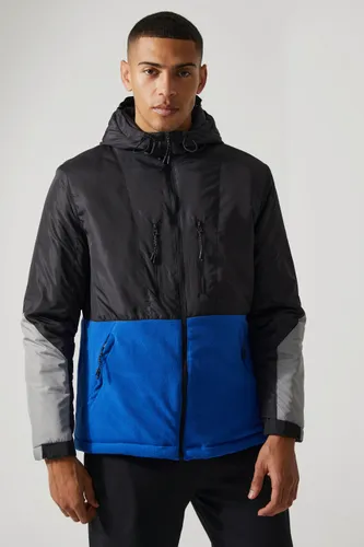 Men's Relaxed Colour Block Polar Fleece Jacket - Blue - Xs, Blue
