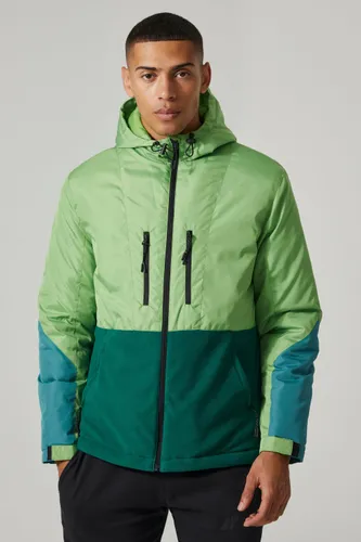 Men's Relaxed Colour Block Polar Fleece Jacket - Green - L, Green