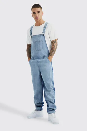 Men's Relaxed Colour Contrast Dungaree - Blue - S, Blue