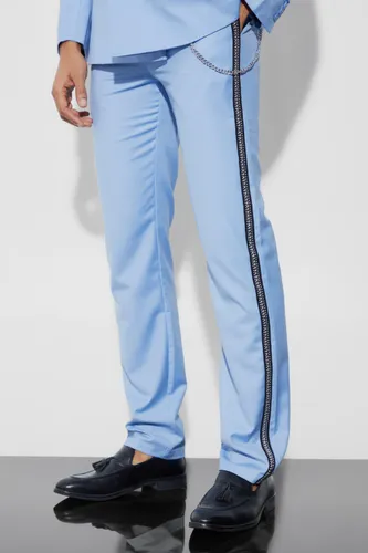 Men's Relaxed Fit Stud Detail Trouser With Chain - Blue - 28, Blue