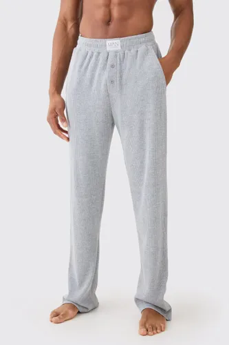Mens Relaxed Fit Waffle Lounge Bottoms In Grey Marl, Grey