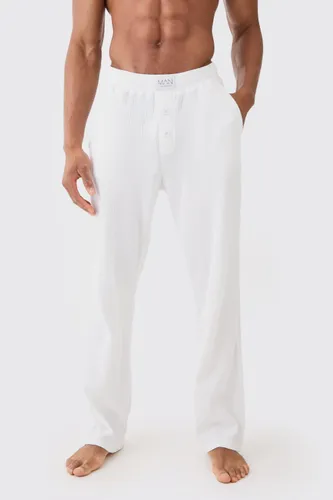 Mens Relaxed Fit Waffle Lounge Bottoms In White, White
