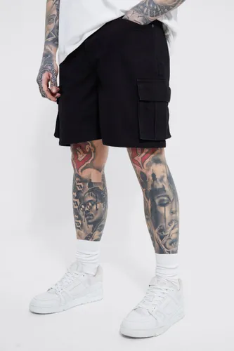 Men's Relaxed Rigid Denim Cargo Shorts - Black - 34, Black