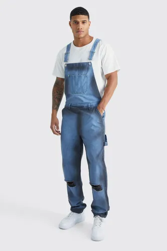 Men's Relaxed Spray Paint Dungaree - Blue - S, Blue