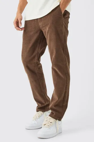Men's Relaxed Tapered Cord Trouser In Chocolate - Brown - 32R, Brown