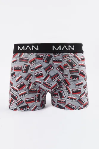 Men's Retro Tape Printed Boxer - Grey - Xs, Grey