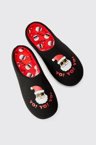 Men's Santa Slippers - Black - S, Black