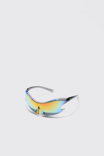 Men's Shield Racer Mirror Lens Rimless Plastic Sunglasses - Multi - One Size, Multi