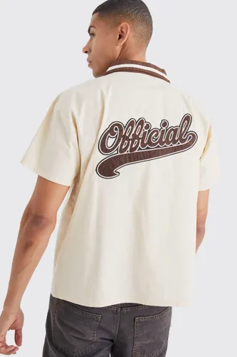Men's Short Sleeve Boxy Poplin Official Shirt - Cream - L, Cream