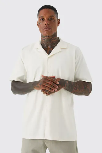 Men's Short Sleeve Oversized Revere Jersey Shirt - Cream - Xs, Cream