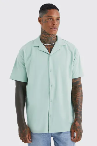 Men's Short Sleeve Oversized Revere Jersey Shirt - Green - L, Green