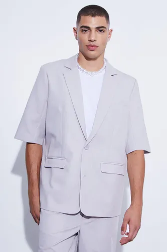 Men's Short Sleeve Oversized Single Breasted Suit Jacket - Grey - 34, Grey