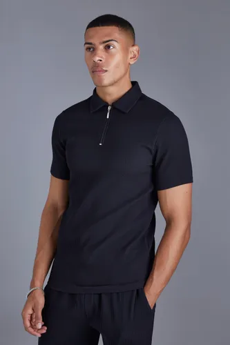 Men's Short Sleeve Polo Stretch Fit Shirt - Black - L, Black