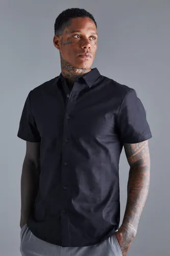 Men's Short Sleeve Slim Fit Shirt - Black - S, Black
