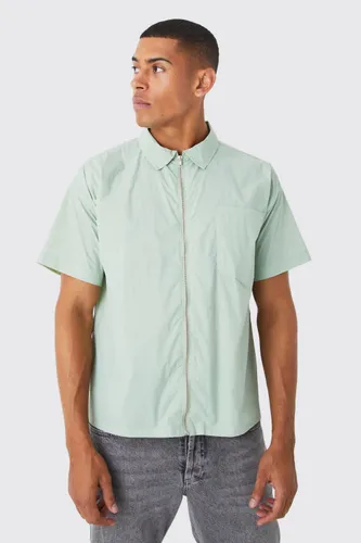 Men's Short Sleeve Teflon Boxy Shirt - Green - S, Green