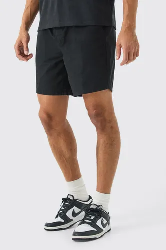 Mens Shorter Length Relaxed Fit Elasticated Waist Chino Shorts in Black, Black