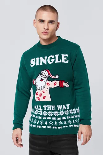 Men's Single All The Way Christmas Jumper - Green - S, Green