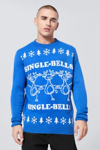 Men's Single Bells Christmas Jumper - Navy - S, Navy