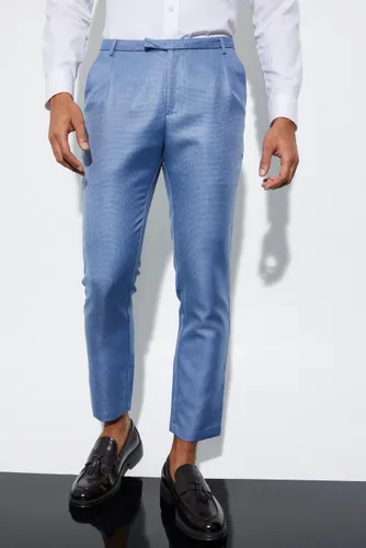 Men's Skinny Crop Mini Texture Suit Trousers - Blue - 34R, Blue