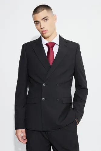 Men's Skinny Double Breasted Suit Jacket - Black - 34, Black