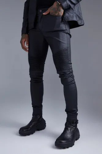 Men's Skinny Fit Coated Biker Jeans - Black - 32S, Black
