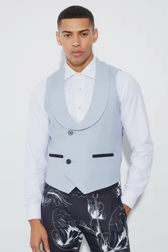 Men's Skinny Fit Cross Front Waistcoat - Grey - 38, Grey