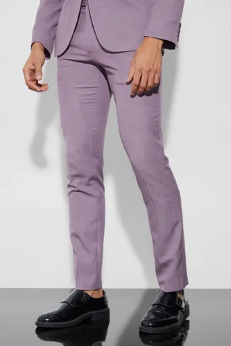 Men's Skinny Fit Micro Texture Suit Trousers - Purple - 36, Purple