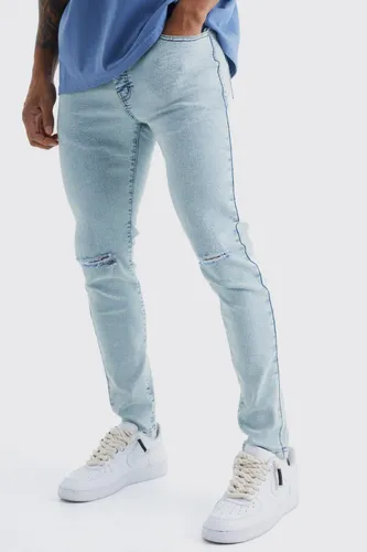 Men's Skinny Jeans With Slash Knee - Blue - 30R, Blue