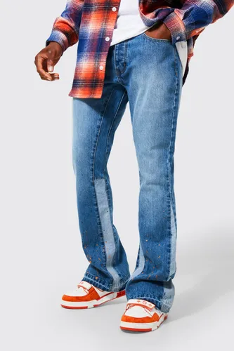 Men's Skinny Paint Splatter Panel Detail Jeans - Blue - 32S, Blue