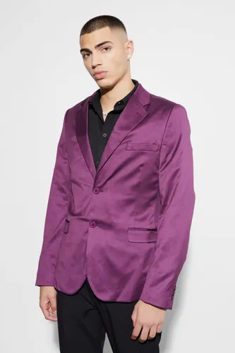 Men's Skinny Satin Suit Jacket - Purple - 36, Purple