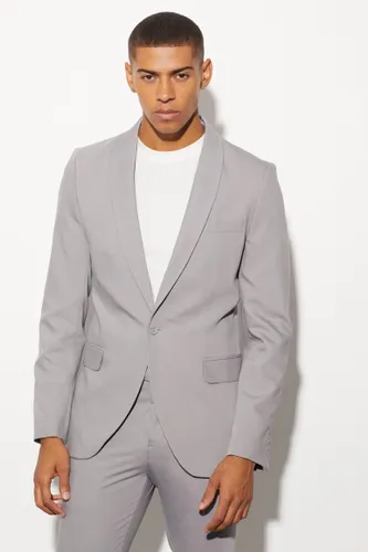 Men's Skinny Shawl Lapel Suit Jacket - Grey - 38, Grey