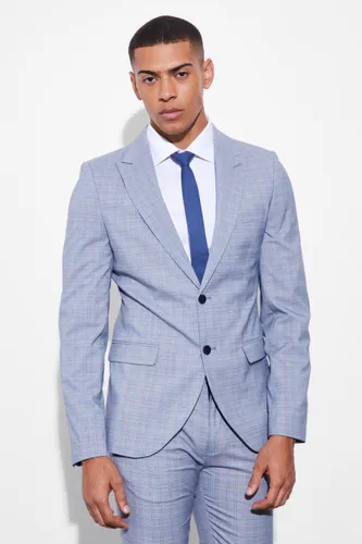 Men's Skinny Single Breasted Check Suit Jacket - Blue - 40, Blue