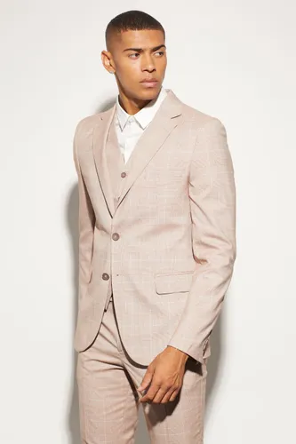 Men's Skinny Single Breasted Check Suit Jacket - Orange - 36, Orange