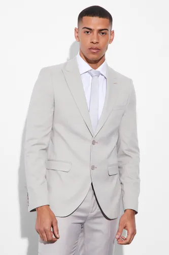 Men's Skinny Single Breasted Linen Suit Jacket - Beige - 36, Beige