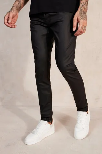 Men's Skinny Stacked Zip Hem Coated Jeans - Black - 32R, Black