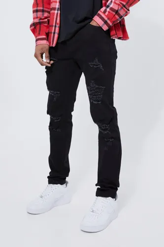 Men's Skinny Stretch All Over Rip Jeans - Black - 28R, Black