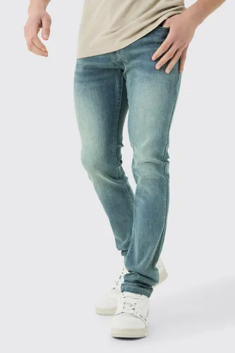 Mens Skinny Stretch Stacked Jean In Antique Blue, Blue