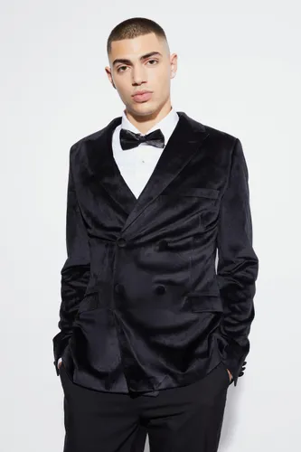 Men's Skinny Velour Double Breasted Suit Jacket - Black - 38, Black