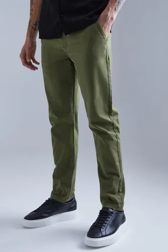 Men's Slim Chino Trouser With Woven Tab - Green - 30, Green