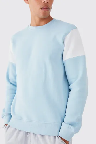 Men's Slim Colour Block Sweatshirt - Blue - L, Blue