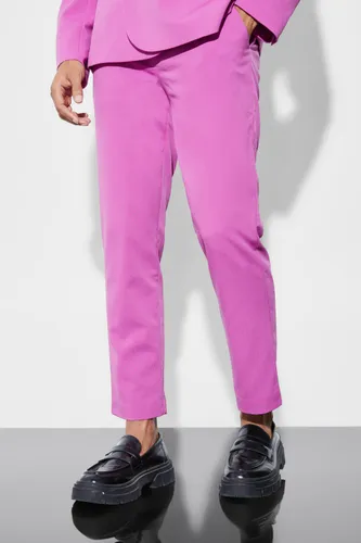 Men's Slim Crop Crinkle Suit Trousers - Pink - 30R, Pink