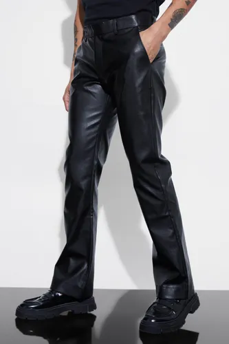 Men's Slim Flare Pu Tailored Trouser - Black - 34, Black