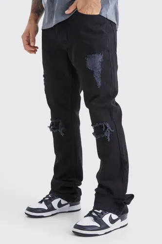 Men's Slim Flare Rip And Repair Jeans - Black - 28R, Black