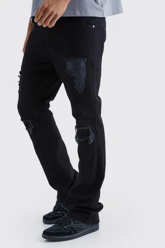 Men's Slim Flare Rip And Repair Jeans - Black - 34R, Black