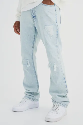 Men's Slim Flare Rip And Repair Jeans - Blue - 36R, Blue