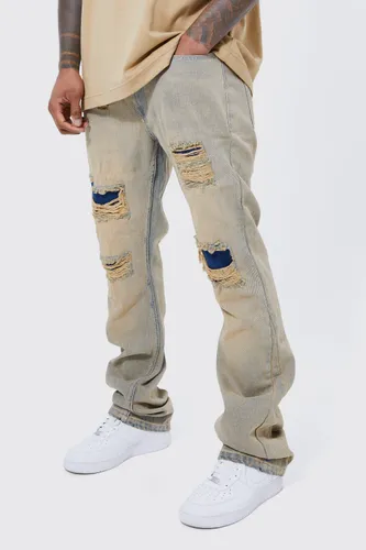 Men's Slim Flare Rip & Repair Jeans - Green - 28, Green