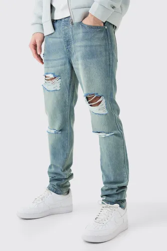 Men's Slim Rigid All Over Rip Jean In Antique Blue - 28R, Blue